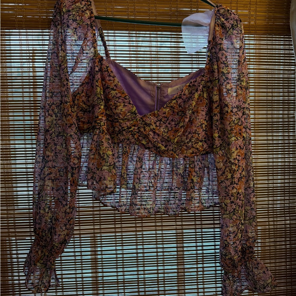 Floral Sheer Long Sleeve Top ASTR